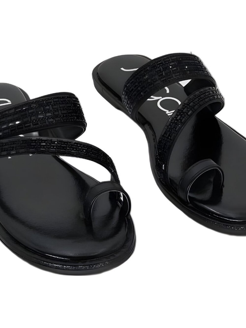 Sugar Pacifico Toe Ring Flat Sandals Black 6.5M